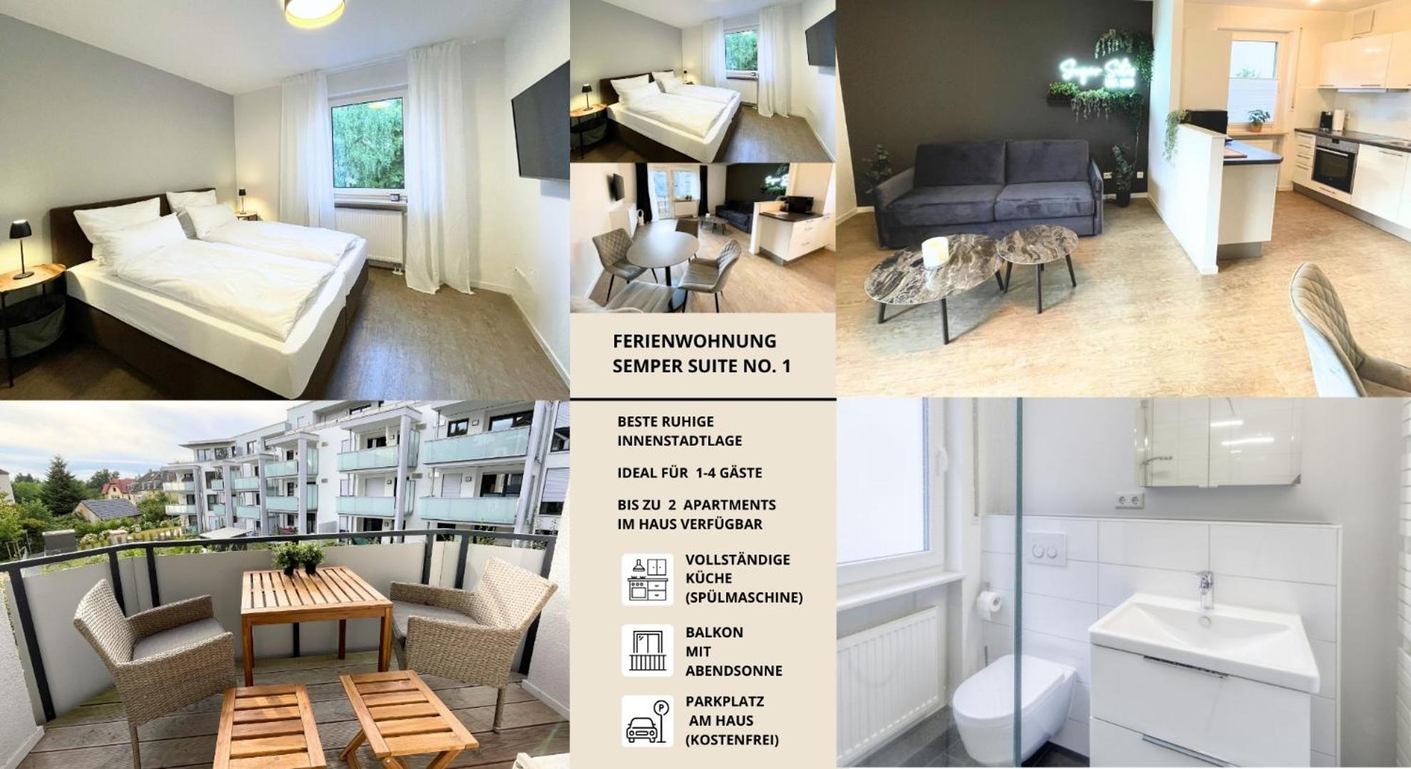 Semper Suite No1 - 2Zi Fewo 1-4 Pers, Balkon, Parkplatz, Hofgartennaehe Bayreuth Eksteriør billede